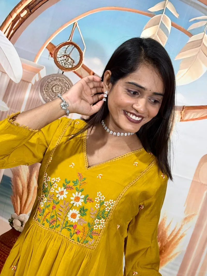 KF 2108 Kalaai Mull Chanderi Embroidery Kurti With Bottom Dupatta 